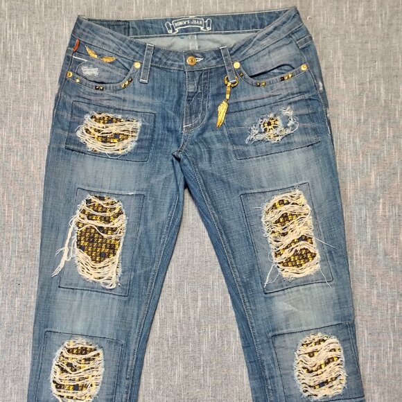 Robin's Jean Blue Straight Leg Jeans with Gold Accents - Picture 2 of 15